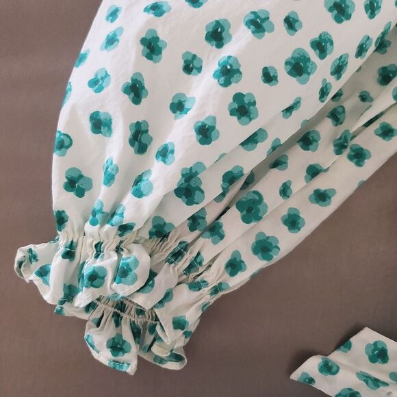 Rebecca Taylor Emerald Daisy Dress Ruffle Detail Wrap Green White Floral size 0 - Picture 3 of 10